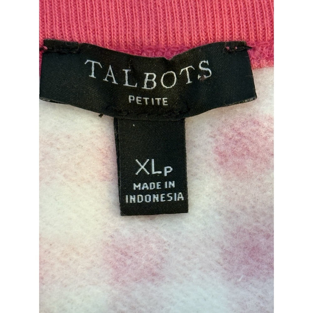 Talbots Womens Sweater XL Petite Pink White Gingham Knit Crew Neck Long Sleeve - Picture 5 of 8